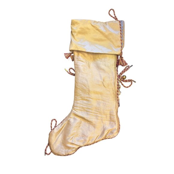 Victorian Set Of 4 Vintage Gold & Red Christmas Stockings Tassel & Cord Detail - Picture 9 of 15